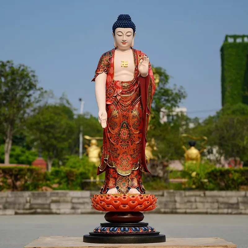 130 cm ren kobber forgyldt Amitabha Buddha statue