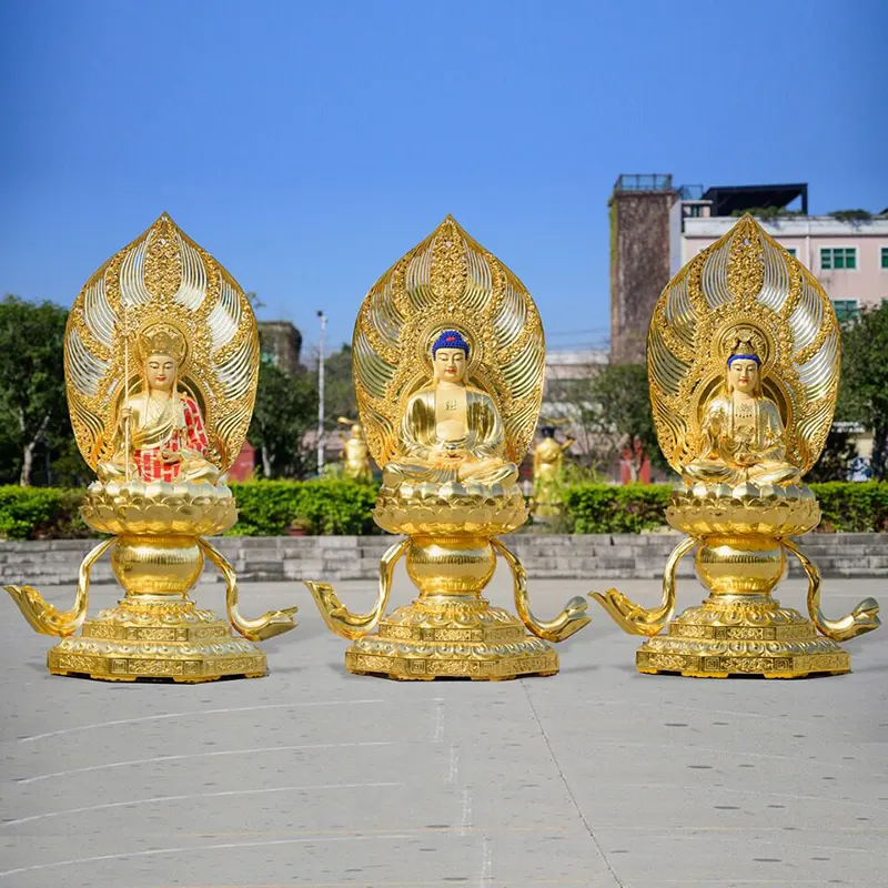 175 cm taiwansk buddhastatue af rent kobber