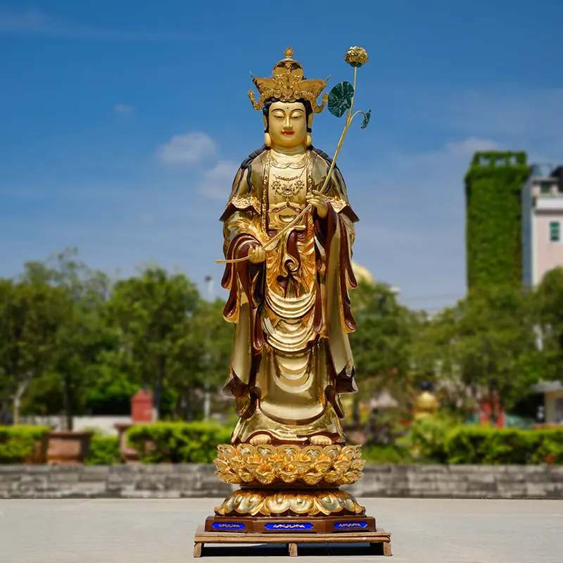180 cm ren kobber forgyldt Western Three Saints stående statue