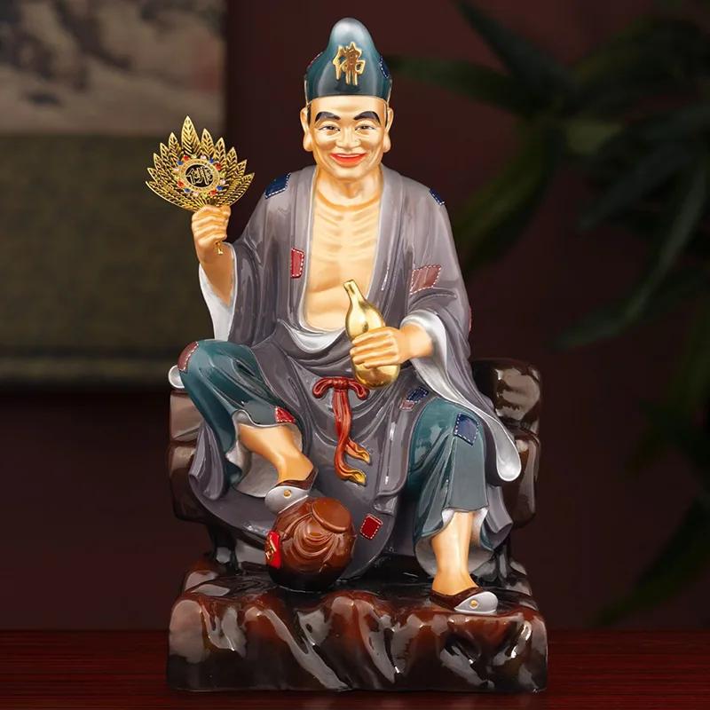 Elite Bronze Wine Gourd Fan Dragon Arhat Ji Gong