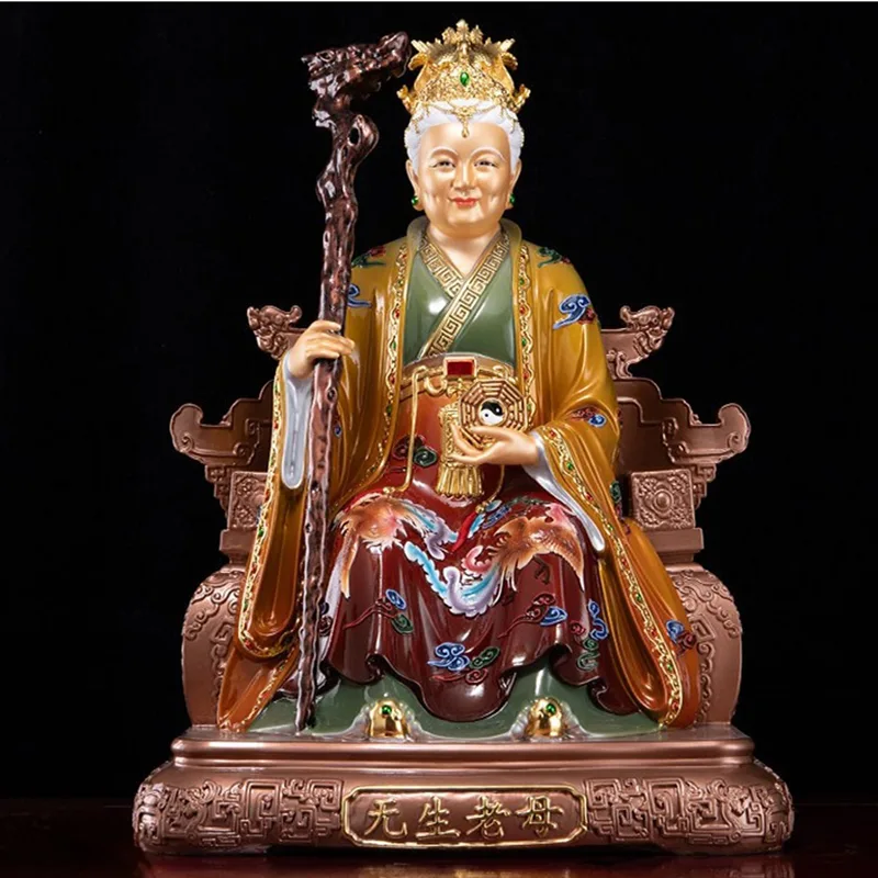 Taoistgudinde i messing Li Shan Laomu-statue