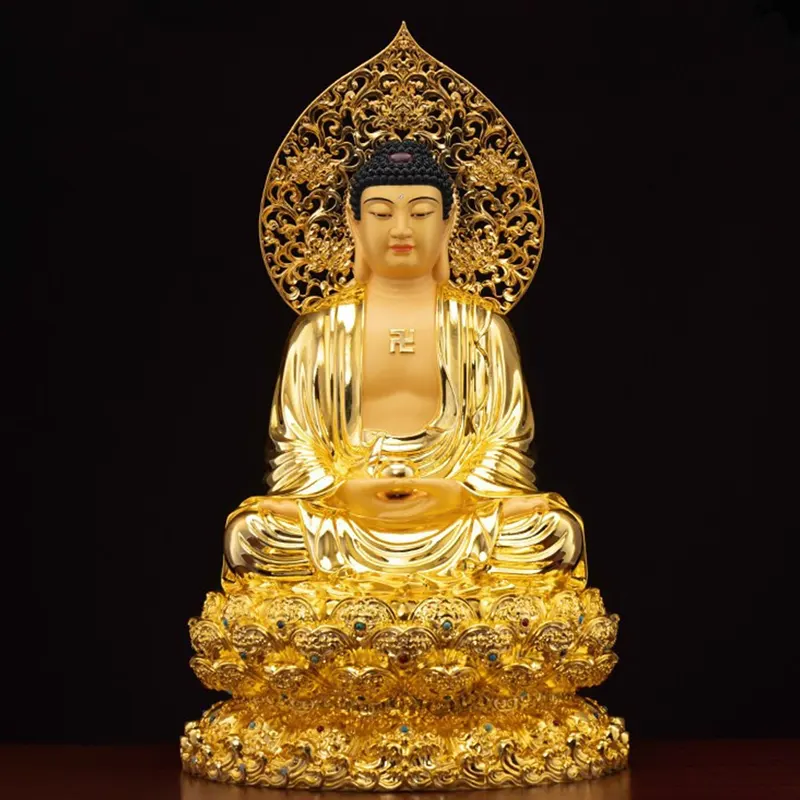 Shakyamuni Buddha-statue af forgyldt messing