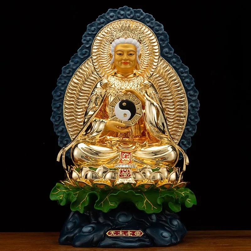 Wusheng Wuji Laomu-statue af forgyldt juvelbelagt messing