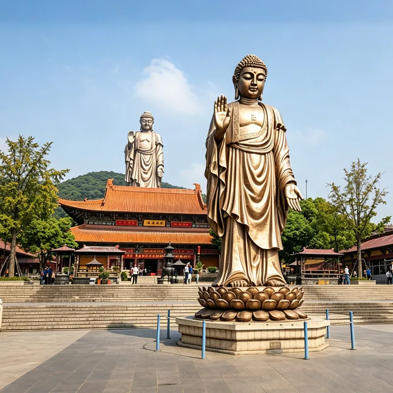 Stor Maitreya Buddha-statue af rent kobber