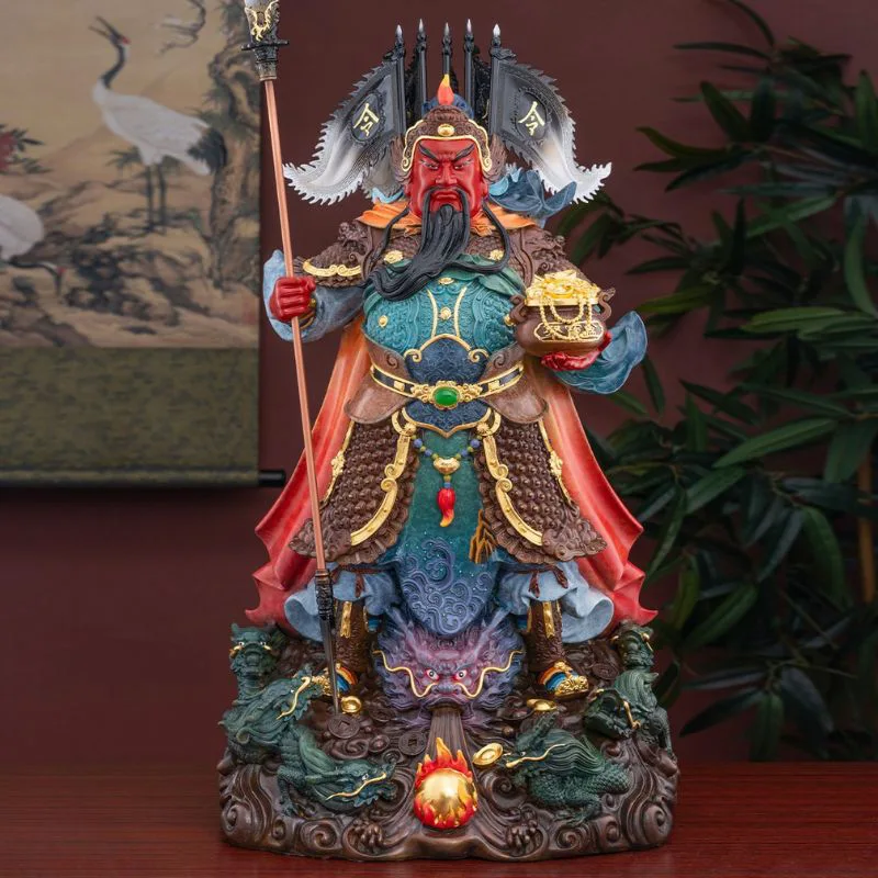 Nine Dragons Brass Hellebard Sword Guan Yu Statue