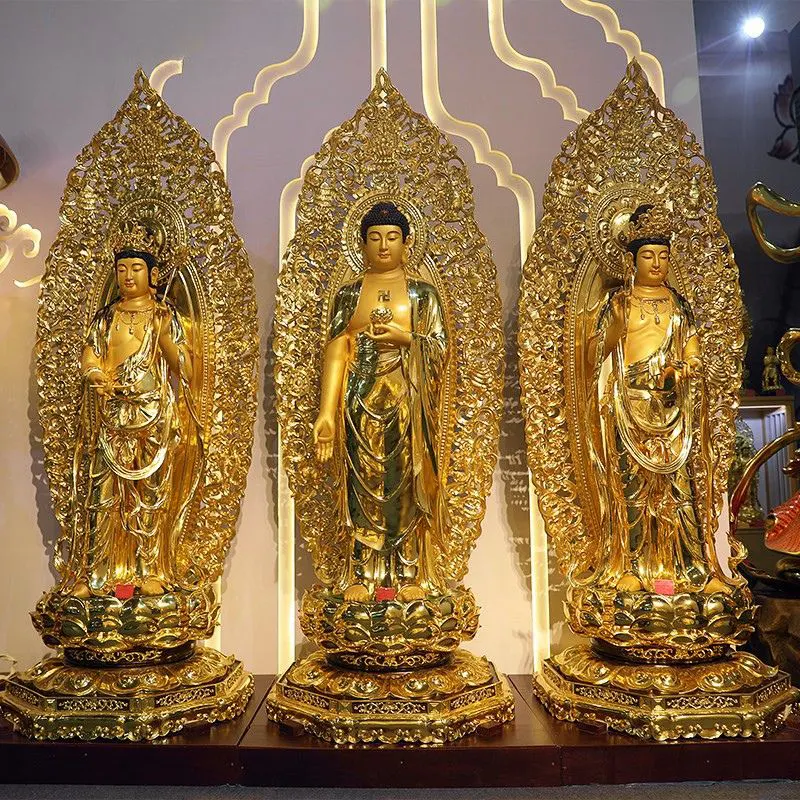 Pure Copper Western Three Saints Buddha Statue